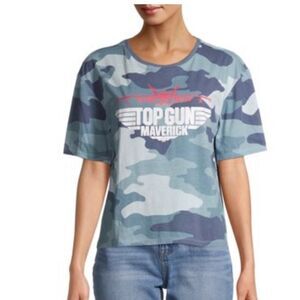 Top Gun Blue Camo Cropped Tee Shirt